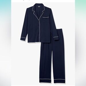 Navy Cotton Long Sleeve Pajama Set